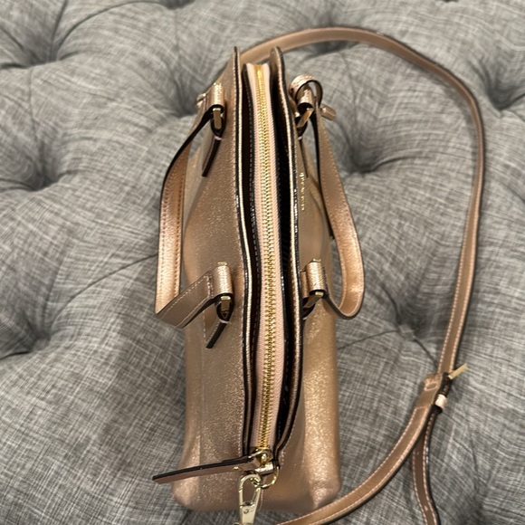 Kate Spade Bag Leather Champagne Rose Gold Metallic Satchel - Picture 9 of 17